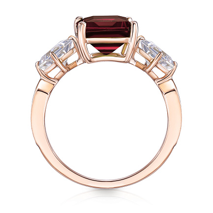 Кольцо из красного золота с бриллиантами, гранатом