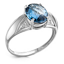 Кольцо из белого золота с бриллиантами, топазом