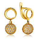 Серьги с английским замком из желтого золота с бриллиантами