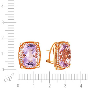 Серьги из красного золота с аметистом