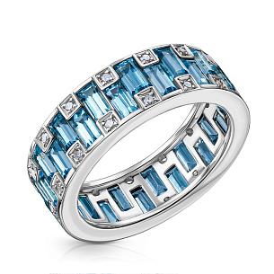 Кольцо из белого золота с топазами и бриллиантами