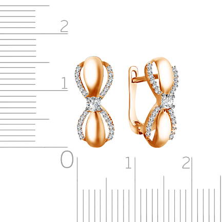 Серьги из красного золота с фианитом