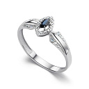 Кольцо из белого золота с бриллиантами, сапфиром
