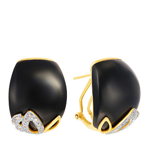Серьги из желтого золота с ониксом