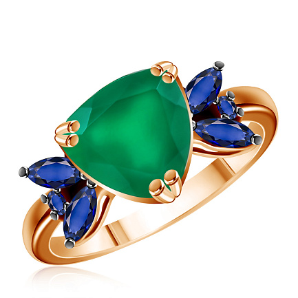 Кольцо из красного золота с агатом