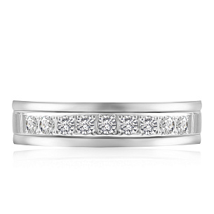 Кольцо обручальное из белого золота с бриллиантом