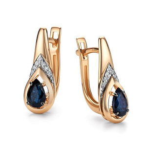 Серьги с английским замком из красного золота с бриллиантом