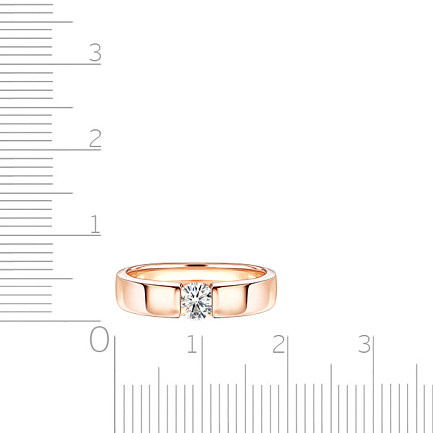 Кольцо обручальное из красного золота с бриллиантом