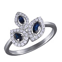 Кольцо из белого золота с бриллиантами, сапфиром