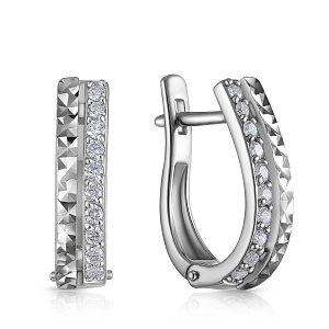 Серьги с английским замком из белого золота с бриллиантами