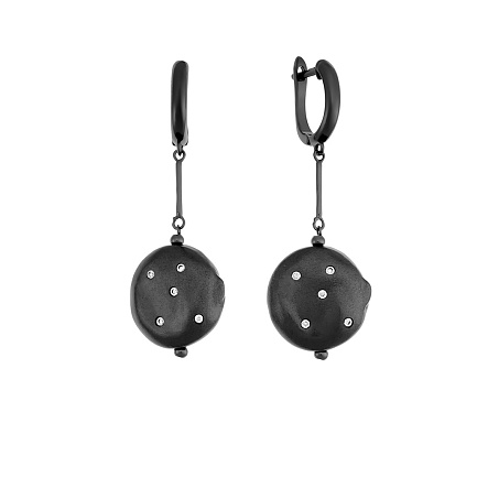 Серьги с английским замком из серебра с фианитом