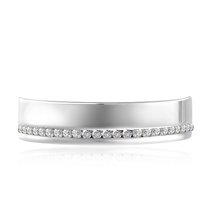 Кольцо обручальное из белого золота с бриллиантами