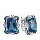 Серьги из белого золота с бриллиантами, топазами