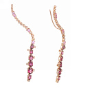 Серьги из красного золота с бриллиантами, родолитами