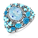 Кольцо из белого золота с бриллиантами, топазом