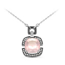 Колье из белого золота с бриллиантами, кварцем