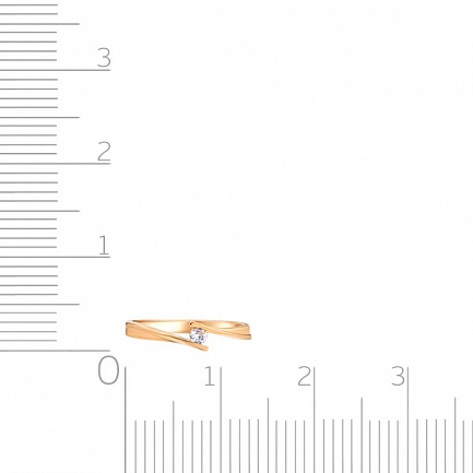 Кольцо из красного золота с фианитом