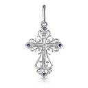 Крест из белого золота с сапфирами