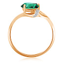 Кольцо из красного золота с бриллиантами, изумрудом
