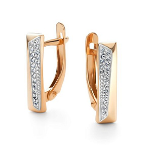 Серьги с английским замком из красного золота с бриллиантами