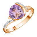 Кольцо из красного золота с аметистом, фианитом