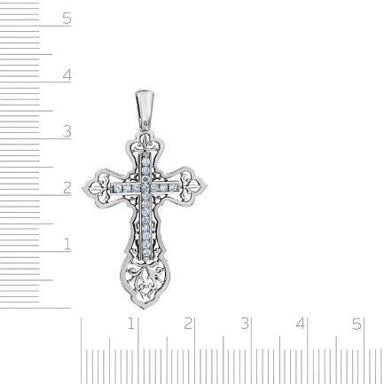 Крест из белого золота с бриллиантами