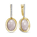 Серьги с английским замком из желтого золота с бриллиантами