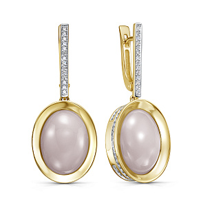 Серьги с английским замком из желтого золота с бриллиантом