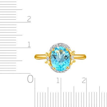 Кольцо из желтого золота с бриллиантами, топазом