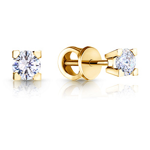 Пусеты из жёлтого золота с бриллиантами