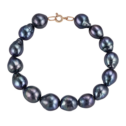 Браслет декоративный из красного золота с жемчугом