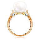 Кольцо из красного золота с жемчугом, фианитами Сваровски