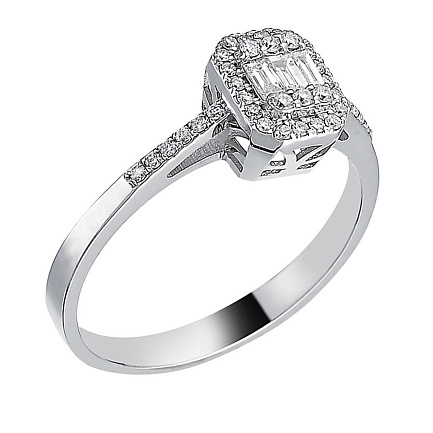 Кольцо из белого золота с бриллиантами