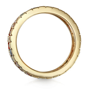 Кольцо из желтого золота с бриллиантами, сапфиром