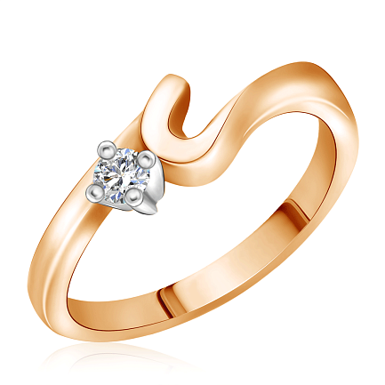 Кольцо из комбинированного золота с бриллиантом