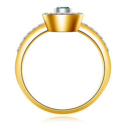 Кольцо из желтого золота с бриллиантами, изумрудом