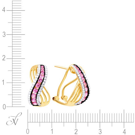 Серьги из желтого золота с бриллиантами, сапфирами