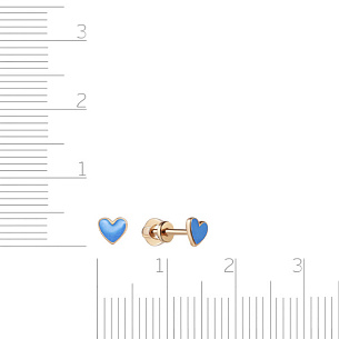 Пусеты детские из красного золота с эмалью