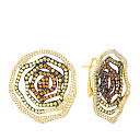 Серьги из желтого золота с бриллиантами, сапфирами