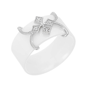 Кольцо из серебра с керамикой, фианитами