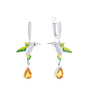 Серьги с английским замком из серебра с топазом