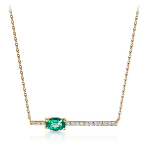 Колье из желтого золота с бриллиантами, плетение якорное