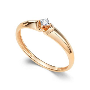 Кольцо из красного золота с бриллиантом