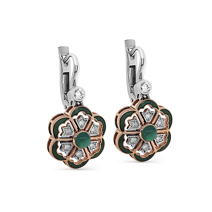 Серьги с английским замком из красного золота с бриллиантами