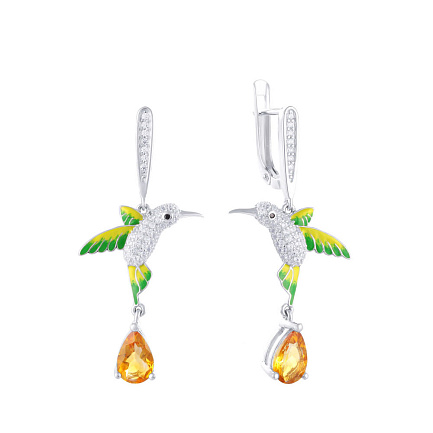 Серьги с английским замком из серебра с топазом