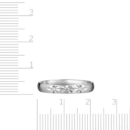 Кольцо обручальное из белого золота с бриллиантами