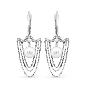 Серьги с английским замком из белого золота с бриллиантами