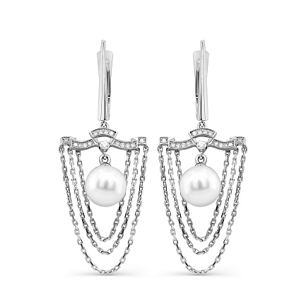 Серьги с английским замком из белого золота с бриллиантами