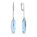Серьги с английским замком из белого золота с бриллиантами и топазом