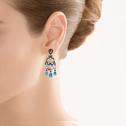 Серьги с английским замком из белого золота с бриллиантами